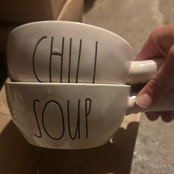 Rae Dunn White Chili and Soup bowls with handle - Picture 1 of 2